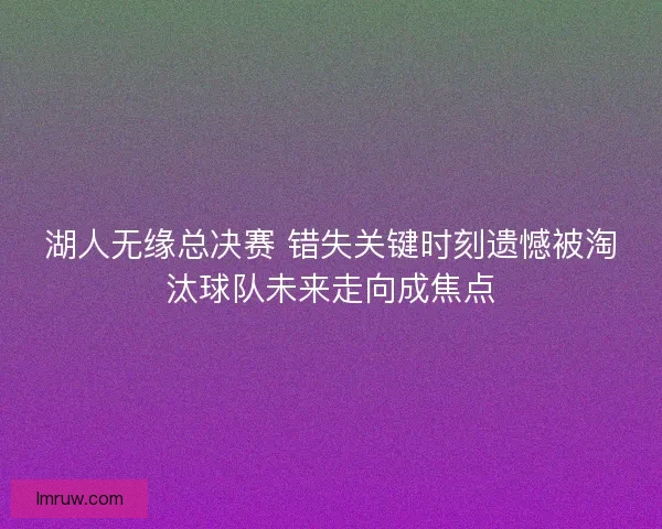 湖人无缘总决赛 错失关键时刻遗憾被淘汰球队未来走向成焦点